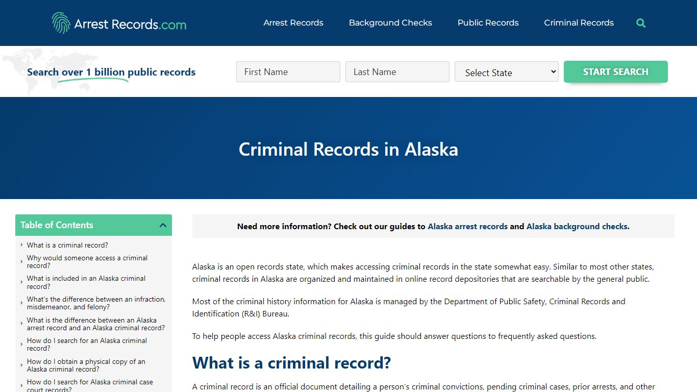 Alaska Criminal Records - Arrest Records.com